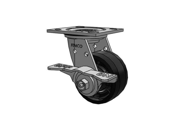 E-line Stainless Steel Sealed Swivel Caster with 4 x 2 Maxim Solid Fiberglass/Nylon Wheel and 5 Inch Cam Brake